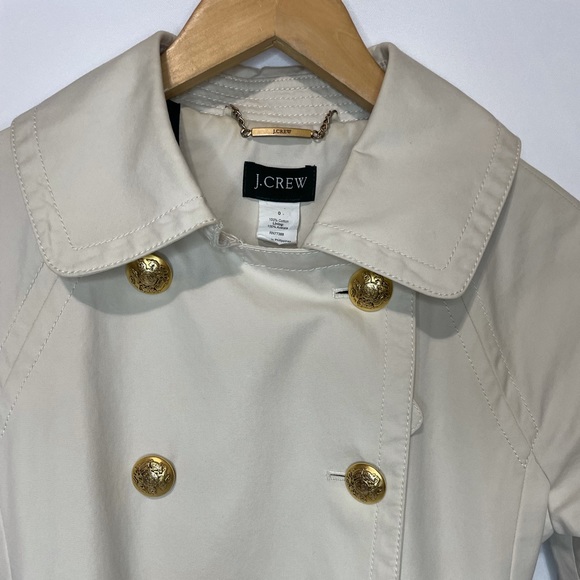 J. Crew Khaki Belted Trench Coat Jacket size 0/S - Picture 2 of 8